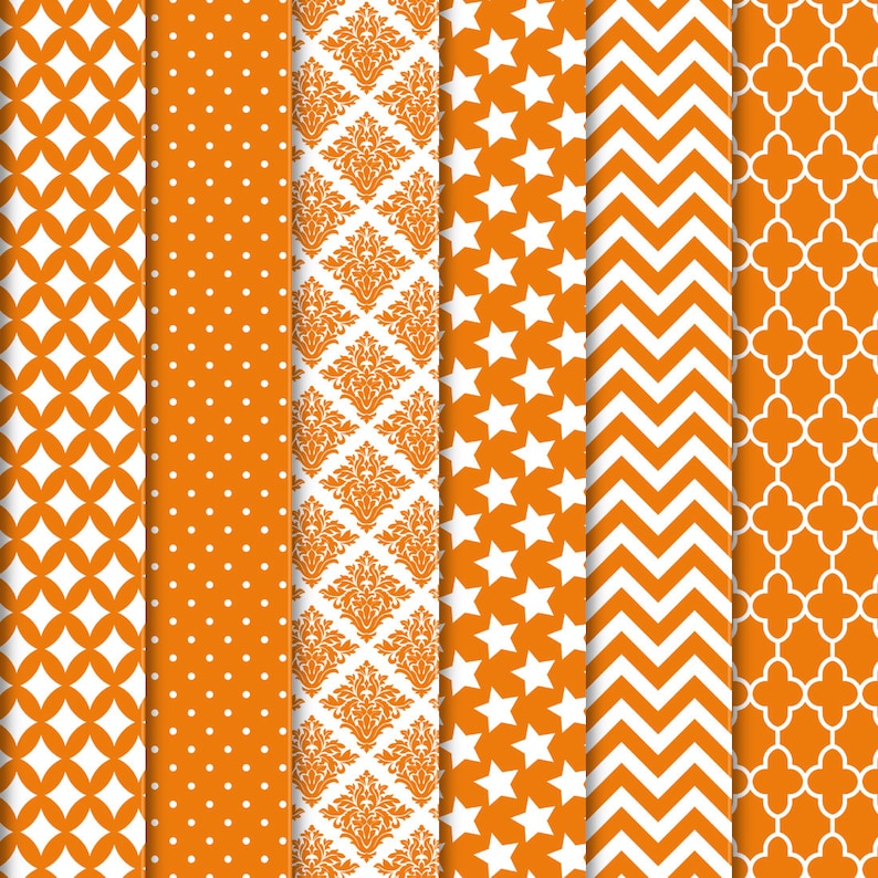 Orange digital paper orange print paper orange patterns Etsy
