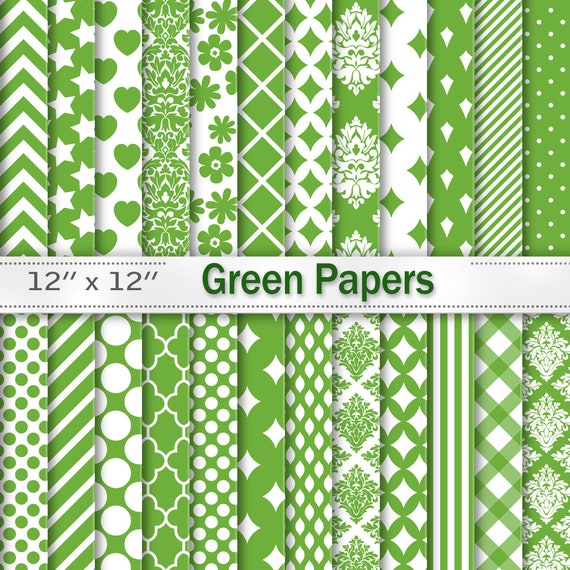 Green digital papers green scrapbooking green print pattern | Etsy