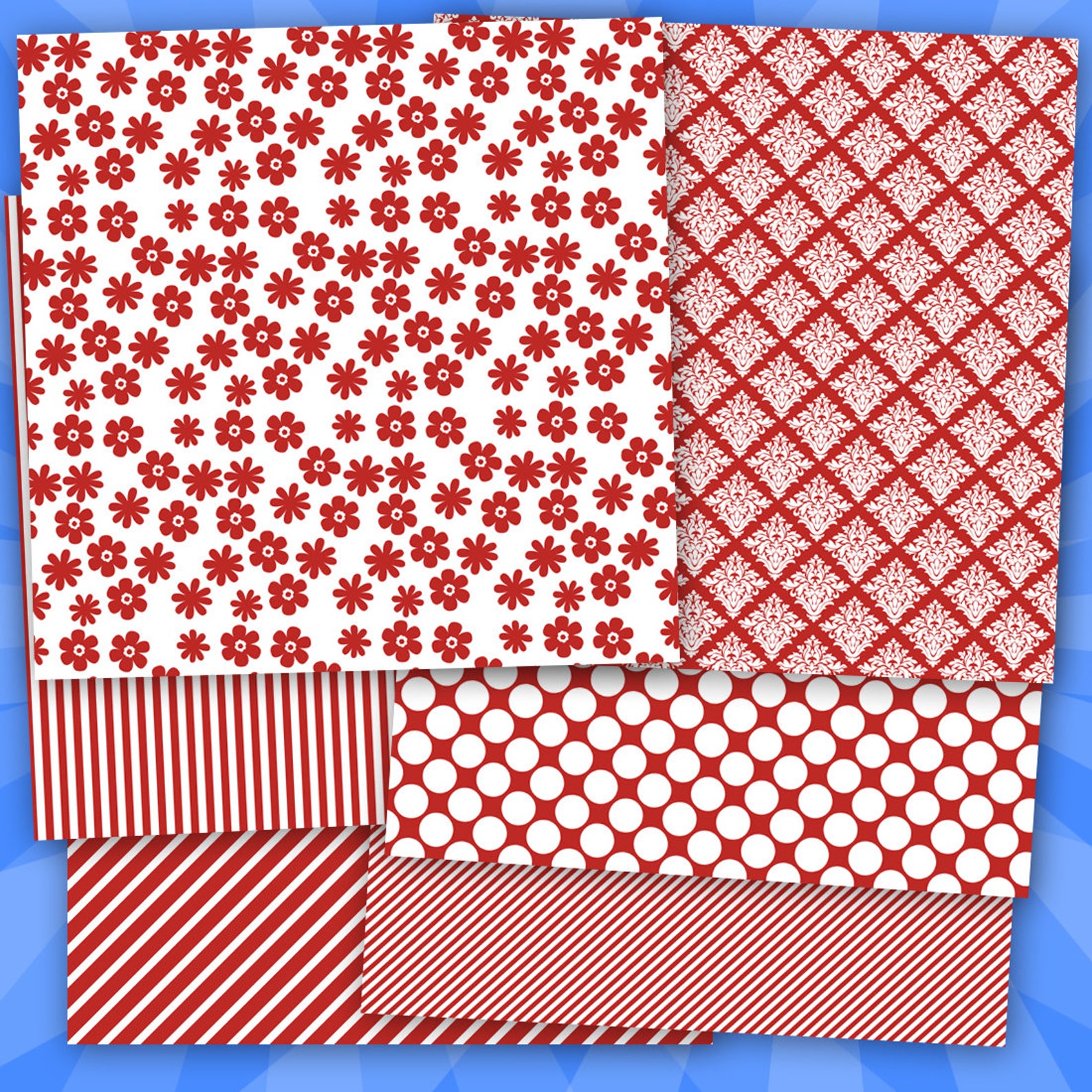 Red Paper Digital Scrapbook Red Digital Pattern Red Print Etsy