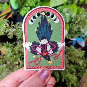 Transparent Magpie Arch Moon Phase Ribbon Sticker
