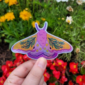 Colourful holographic shiny moth witch thyme magical sticker