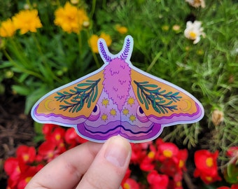 Colourful holographic shiny moth witch thyme magical sticker