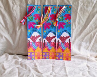 Home sweet home colourful mountains bookmark