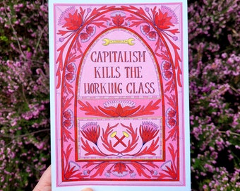 Capitalism Kills the Working Class Stained Glass A5 Art Print