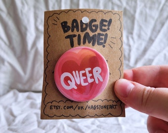 queer heart badge pin