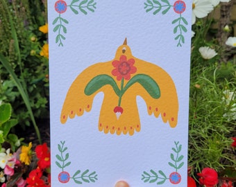 Flying Bird Folklore Radish Magical Whimsical A5 Print