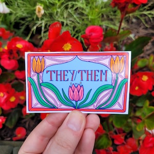 They/Them Pronoun Vinyl Sticker Non-Binary Trans