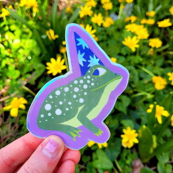 Holographic Wizard Frog sticker