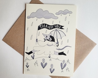 Greeting Card A6 Thank You Mouse Cute