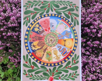 Spinning wheel of the year A4 new year print