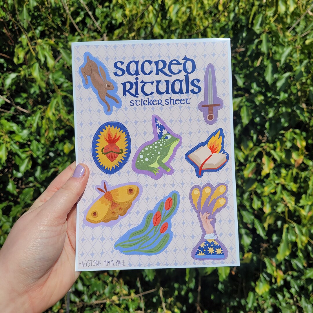 Sacred Rituals A5 Sticker Sheet - Frog/sword/sacred Heart/hare/magic - Etsy