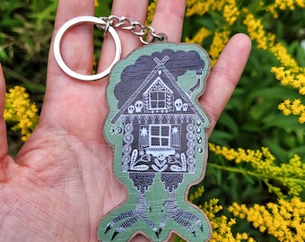 Baba Yaga Wooden Keyring