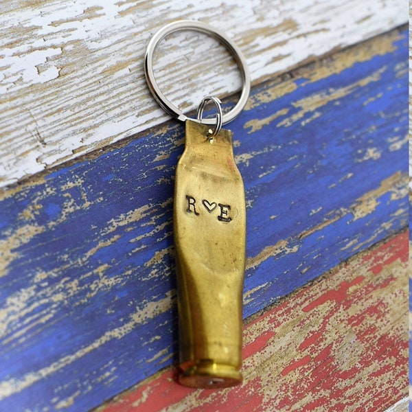 Bullet Keychain Hand Stamped Personalized Bullet Keychain  - Valentine's Gift - Anniversary Gift - Wedding Gift - Birthday Gift