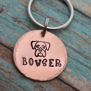 Personalized Dog Tag - Hand Stamped - Boxer Dog Tag - Boxer Name Tag - Dog Tag - Pet ID Tag - Boxer Mom - Dog Lover