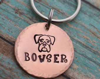 Personalized Dog Tag - Hand Stamped - Boxer Dog Tag - Boxer Name Tag - Dog Tag - Pet ID Tag - Boxer Mom - Dog Lover