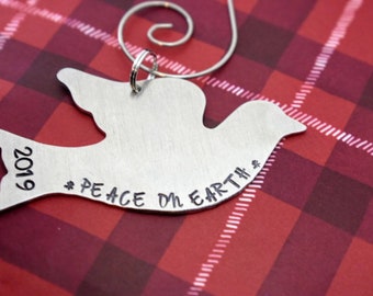 Peace On Earth Dove Ornament - Christmas Ornament - Dove Ornament  - Handmade Ornament