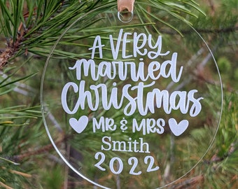 Mr and Mrs Christmas Ornament - Personalized Christmas Ornament - First Christmas Married - Acrylic Christmas Ornament