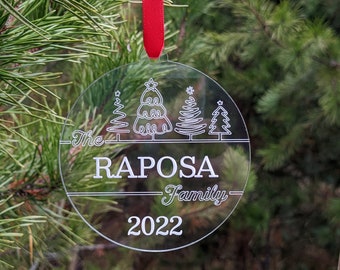 Family Ornament - Acrylic Christmas Ornament - Last Name Ornament - Personalized Ornament  - Gift Tag Ornament