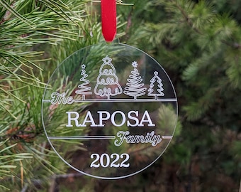 Family Ornament - Acrylic Christmas Ornament - Last Name Ornament - Personalized Ornament  - Gift Tag Ornament