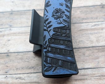Leather Claw Clip-Laser Engraved-Book Themed Hair Clip-Book Claw Clip-Bookworm Gift-Book Lover Gift-Book Reader-Reading Hair-Gift for Her