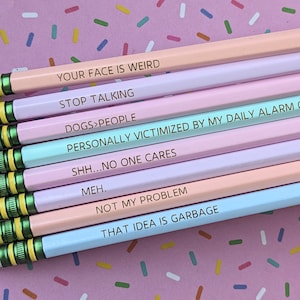 Funny Pastel Pencils-Ticonderoga Pencils-Custom Pencils- Funny Pencils-Stationary Gift-Funny Gift-White Elephant Gift-Funny Office Gift image 1