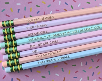 Funny Pastel Pencils-Ticonderoga Penicls-Custom Pencils- Funny Pencils-Stationary Gift-Funny Gift-White Elephant Gift-Funny Office Gift