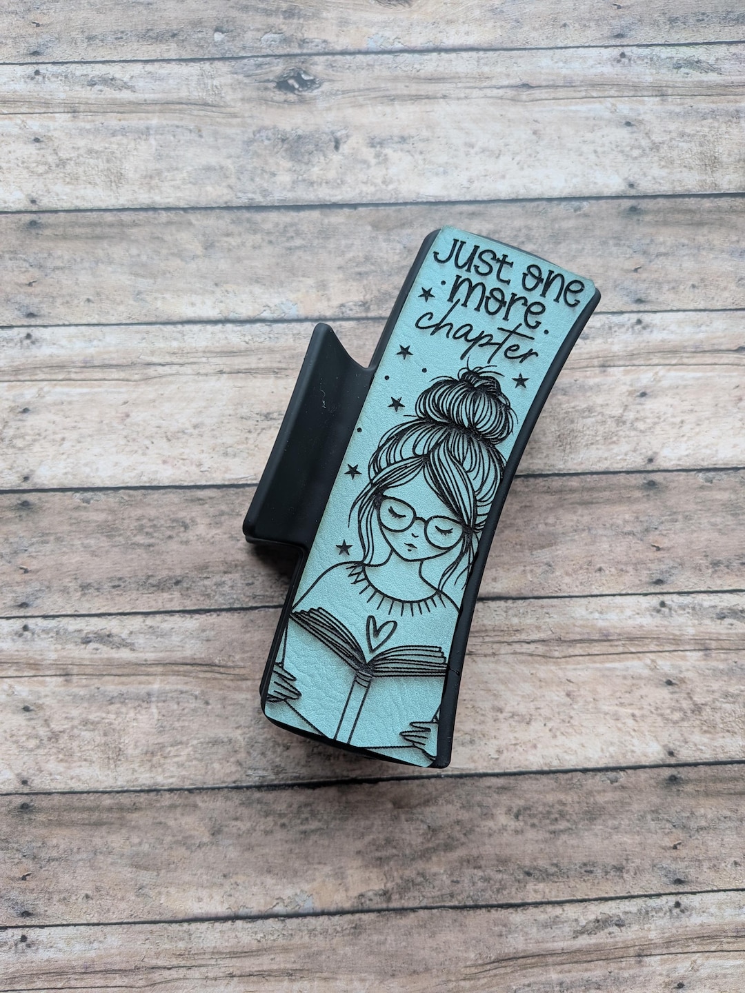 Leather Claw Clip-laser Engraved-just One More Chapter Hair Clip ...