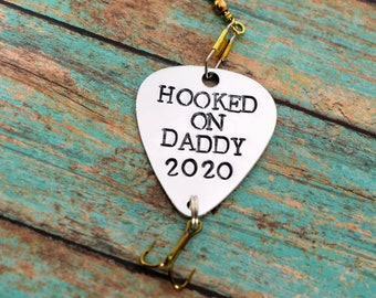 Handmade Stamped Fishing Lure - "Hooked on Daddy" - Father's Day*Fisherman*Personalized Lure