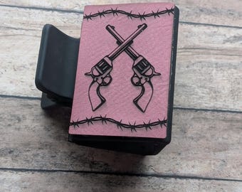 Leather Engraved Hair Claw Clip-Pistols Hair Claw Clip-Cowgirl Themed Hair Clip-Country Girl Themed Hair Clip-Country Girl-Country Girl Gift