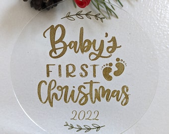 Baby's First Christmas Ornament - Baby Shower Gift - Keepsake Ornament - Newborn Ornament- Acrylic Christmas Ornament