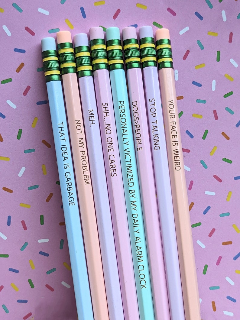 Funny Pastel Pencils-Ticonderoga Pencils-Custom Pencils- Funny Pencils-Stationary Gift-Funny Gift-White Elephant Gift-Funny Office Gift image 2