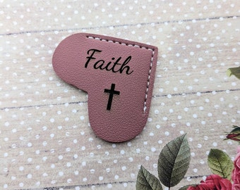 Faith - Heart Corner Leather Bookmark - Christian Gift - Gift for Her- Initials Bookmark - Personalized Bookmark - Book Accessory