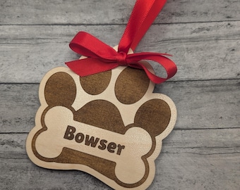 Personalized Dog Name Ornament -Wooden Personalized Ornament - Pet Name Ornament - Dog Themed Ornament - Personalized Ornament - Dog Gift