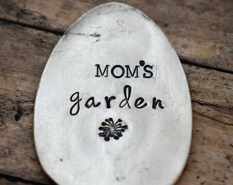 Mom's Garden - Hand Stamped Garden Spoon - Garden Marker-Silver Spoon-Plant Markers-Funny Garden Marker-Gardener-Gift for Mom-Mother's Day