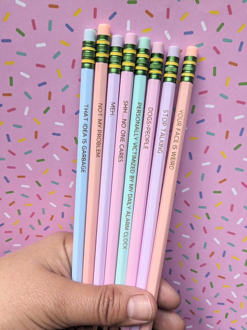 Funny Pastel Pencils-Ticonderoga Pencils-Custom Pencils- Funny Pencils-Stationary Gift-Funny Gift-White Elephant Gift-Funny Office Gift image 3