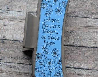 Leather Claw Clip-Laser Engraved-Beautiful Hair Claw Clip-Floral Hair Clip-Inspirational Hair Clip-Gift For Her-Quote Hair Clip