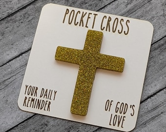 Pocket Cross - Acrylic Pocket Cross - Cross Keepsake - Baptism Gift - Christian Gift- Keepsake Christian Gift- Daily Reminder - Faith Gift