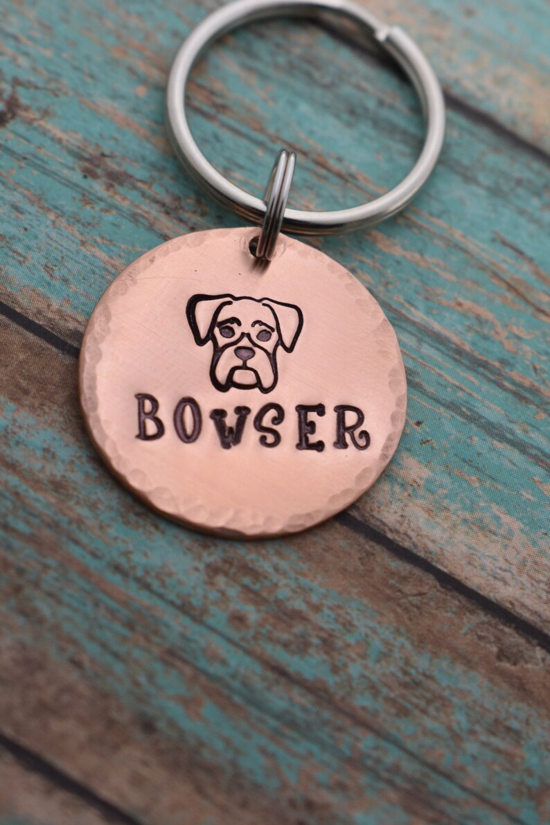 Personalized Dog Tag Hand Stamped Boxer Dog Tag Boxer Name Tag Dog Tag Pet ID Tag Boxer Mom Dog Lover image 1