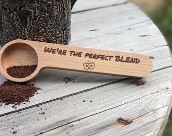 Wooden Coffee Scoop-We're The Perfect Blend-Engraved Coffee Scoop-Wooden Coffee Clip-Coffee Lover-Coffee Drinker Gift-Wedding Favor