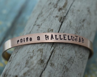 Raise a Hallelujah Hand Stamped Cuff Bracelet *Christian Jewelry*Faith*Christian Bracelet*Inspirational Jewelry*