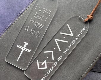 Bible Bookmark - God is Greater Than the Highs and Lows - Cross Bookmark - Christian Gift - Acrylic Bible Bookmark - Faith Based Gift