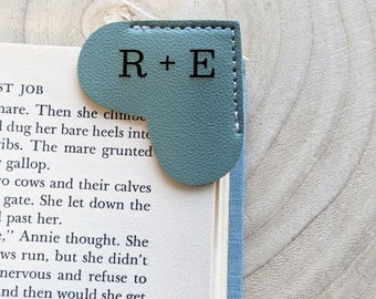 Personalized Heart Corner Leather Bookmark - Valentine's Gift - Gift for Her- Initials Bookmark - Personalized Bookmark - Book Accessory