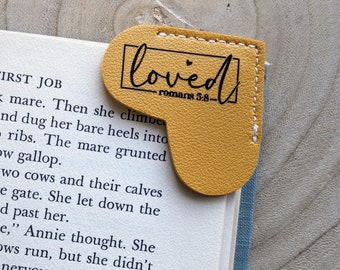 Personalized Heart Corner Leather Bookmark - Valentine's Gift - Gift for Her- Initials Bookmark - Bible Bookmark - Bible Verse Bookmark