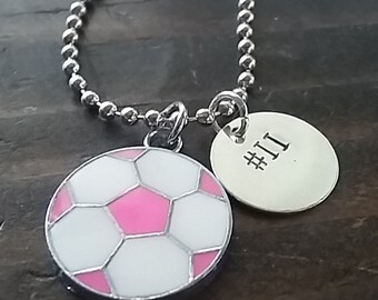 Soccer Charm Personalized Hand Stamped Necklace *Girl's Soccer**Sports Necklace**Team Necklace**