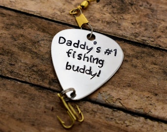 Handmade Stamped Fishing Lure - "Daddy's #1 Fishing Buddy" - Father's Day*Fisherman*Personalized Lure*Father - Son Gift"