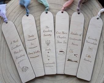 Wooden Bookmark for Book Lovers-Engraved Bookmark-Reader Gift-Book Club Gift-Literary Gift-Stocking Stuffer for Readers