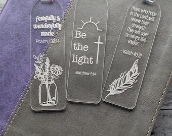 Bible Verse Acrylic Bookmark - Bible Bookmark - Gift for Her - Fearfully and Wonderfully Made - Christian Gift - Faith - Bookmark