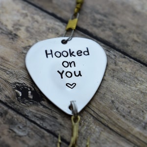 Handmade Stamped Fishing Lure - &quot;Hooked on You (heart)&quot; - *Valentine&#39;s Day*Anniversary*Fisherman*Personalized Lure*Father&#39;s Day Gift