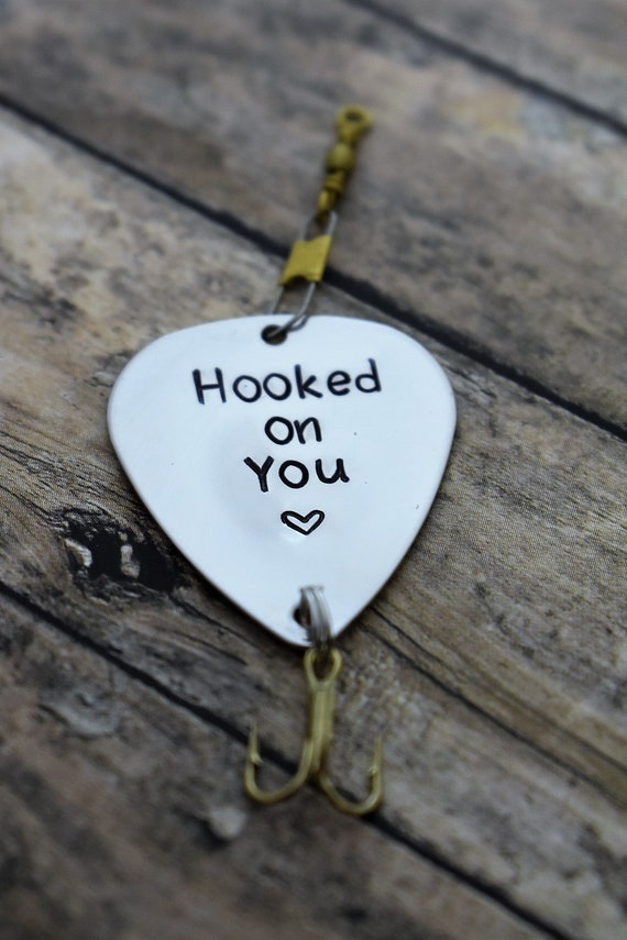 Handmade Stamped Fishing Lure - "Hooked on You (heart)" - *Valentine's Day*Anniversary*Fisherman*Personalized Lure*Father's Day Gift Handmade Stamped Fishing Lure - "Hooked on You (heart)" - *Valentine's Day*Anniversary*Fisherman*Personalized Lure*Father's Day Gift