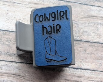 Cowgirl Hair-Leather Engraved Hair Claw Clip-Country Girl Hair Clip-Cowgirl Boot-Country Western Themed Hair Clip-Western Themed Claw Clip